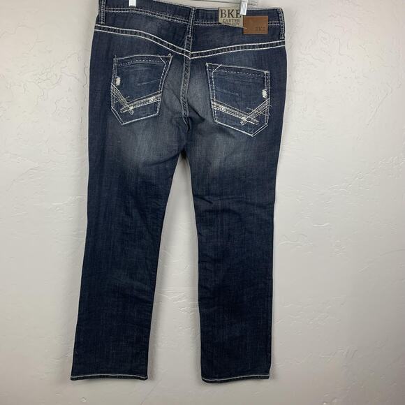 BKE Carter Regular Fit Jeans Mens 38L Dark Wash Old Mill Contrast Stitching NWT - Picture 2 of 7